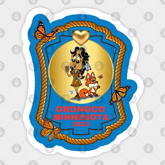 Cute Oronoco Minnesota native girl red fox butterflies all part of Gold Rush Gang 2023 Sticker by Shean Fritts 